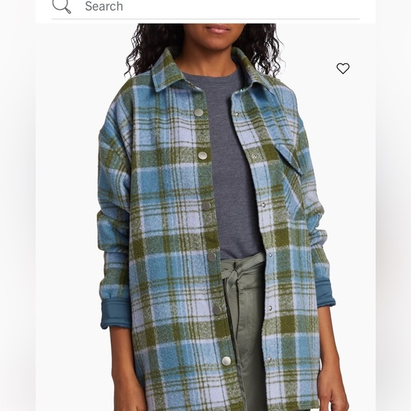 Monroe Plaid Wool Shirt Jacket Blue Green - Picture 1 of 11